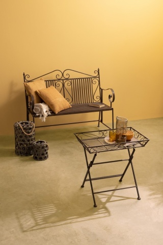 Set de 2 Măsuțe de cafea pliabile Melanie, metal, maro, 63 x 40 x 60 cm - Img 5