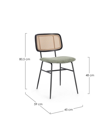 Set de 2 scaune cu efect ratan și cadru metalic, verde - Img 3