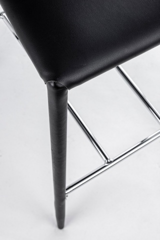 Set de 2 scaune de bar Catherine, din piele ecologică și metal, negre, 52x46x105 cm - Img 3