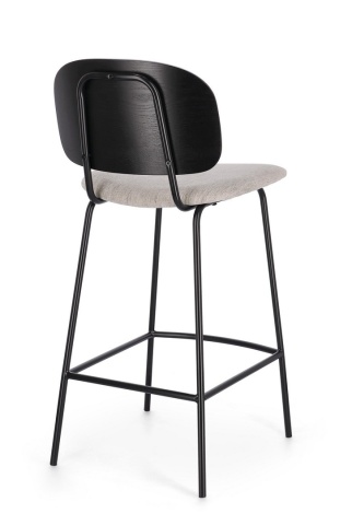 Set de 2 scaune de bar vintage din oțel și textil, negru/gri - Img 2