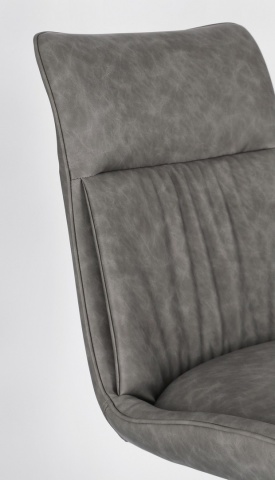 Set de 2 scaune din piele ecologică și oțel vopsit electrostatic, Gri, 50 x 64 x 86 cm - Img 6