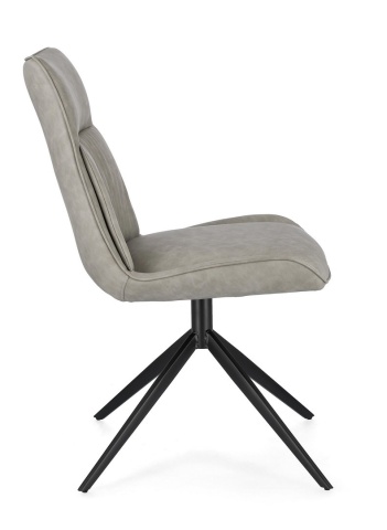 Set de 2 scaune din piele ecologică și oțel vopsit electrostatic, Taupe, 50 x 64 x 86 cm - Img 5