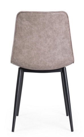 Set de 2 scaune Kyra, piele ecologică bej, picioare metalice negre - Img 4