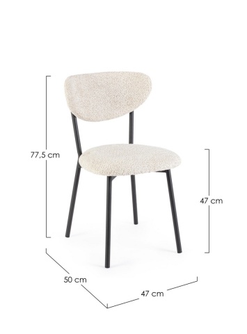 Set de 2 scaune Ludmilla, tapițerie bouclé, crem, 47x50x77.5 cm - Img 3
