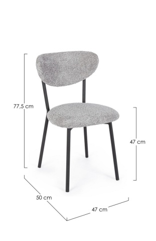 Set de 2 scaune Ludmilla, tapițerie bouclé, gri deschis, 47x50x77.5 cm - Img 3