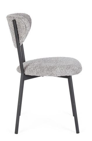 Set de 2 scaune Ludmilla, tapițerie bouclé, gri deschis, 47x50x77.5 cm - Img 6