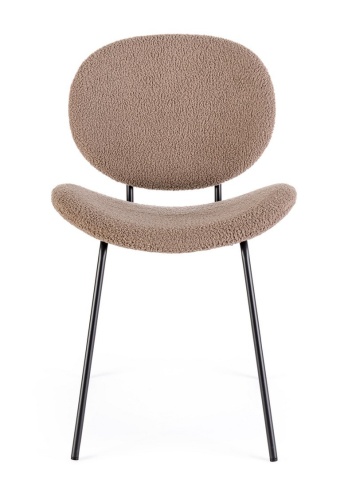 Set de 2 scaune Maddie, din țesătură bouclé și metal, maro, 52x60x80 cm - Img 4