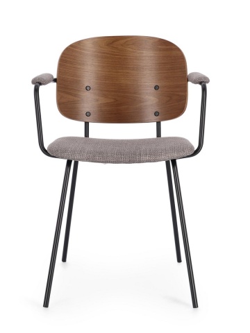 Set de 2 scaune vintage Sienna cu brațe, din țesătură, gri, 57x60x80 cm - Img 3