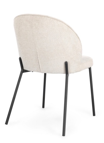 Set de 2 scaune Wendy tapitate negru/bej, 54x60x83 cm - Img 2
