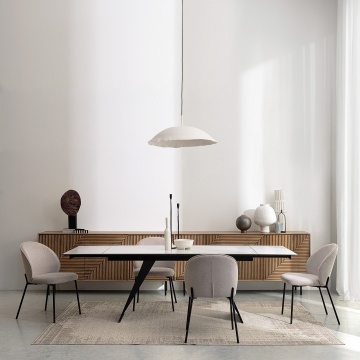Set de 2 scaune Wendy tapitate negru/bej, 54x60x83 cm - Img 12