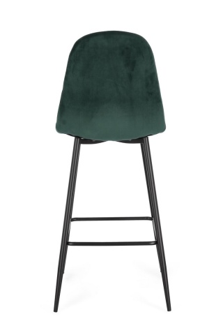 Set de 4 scaune de bar Irelia, cu picioare din oțel negru și tapițerie catifea verde închis, 75 cm - Img 4