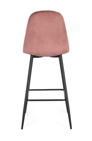 Set de 4 scaune de bar Irelia, cu picioare din oțel negru și tapițerie catifea roz, 75 cm - Img 4