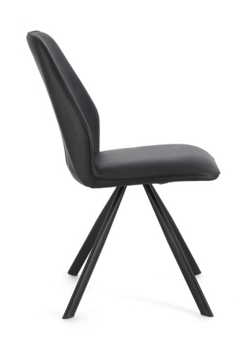 Set de 4 scaune din piele ecologică și picioare din oțel vopsit electrostatic, negru, 44x62x88 cm - Img 5