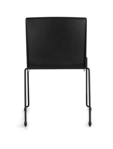 Set de 4 scaune Giulia, din plastic cu șezut tapițat și picioare din oțel vopsit electrostatic, negru, 43.5x50x79 cm - Img 5