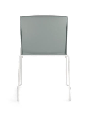 Set de 4 scaune Giulia, din plastic cu șezut tapițat și picioare din oțel vopsit epoxidic, alb/verde salvie, 43.5x50x79 cm - Img 5
