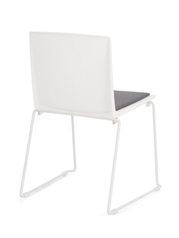 Set de 4 scaune Giulia, din plastic cu șezut tapițat și picioare din oțel vopsit epoxidic, alb/alb, 43.5x50x79 cm - Img 2