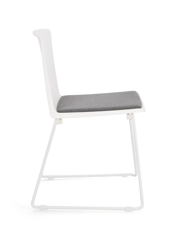 Set de 4 scaune Giulia, din plastic cu șezut tapițat și picioare din oțel vopsit epoxidic, alb/alb, 43.5x50x79 cm - Img 6