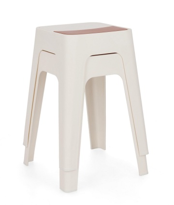 Set de 4 Taburet suprapunabil, alb, 36.5x36.5x46.5 cm - Img 4