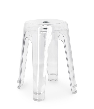 Set de 6 taburete Sonny, din plastic alb transparent, 34.5x34.5x46.5 cm - Img 4