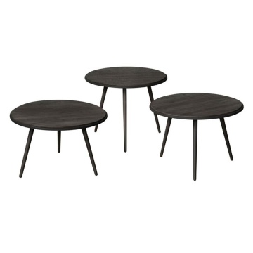 Set masute laterale Turi din lemn masiv negru 55 cm