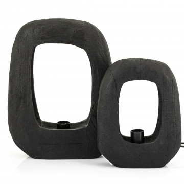 Veioza din lemn Gibs 33x10x40 cm neagra - Img 3