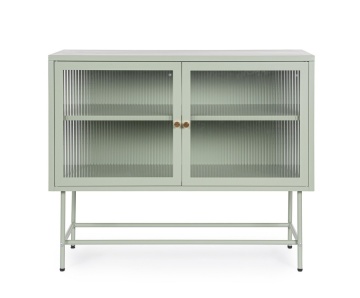 Vitrina Carey, 2 uși, din oțel, verde salvie, 110x43x90 cm - Img 2