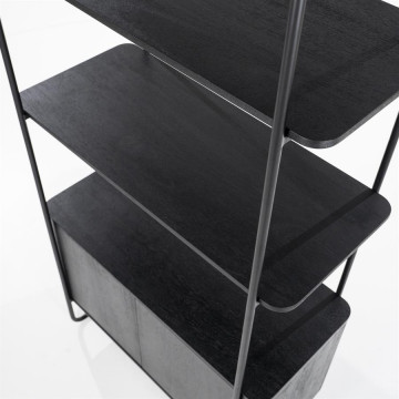 Bibliotecă din lemn de mango James 2 usi 96x46x210 cm neagra - Img 2