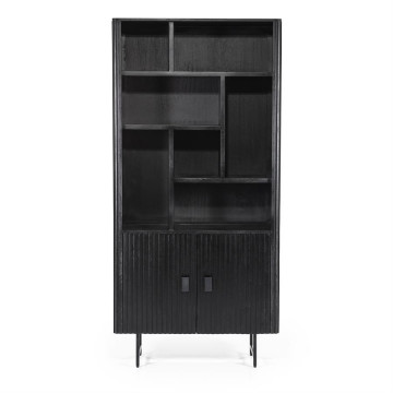 Bibliotecă din lemn de mango Remi 96x200 cm neagra