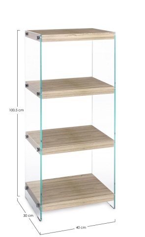 Bibliotecă Kenya cu 4 rafturi MDF si sticla 100,5 cm - Img 2