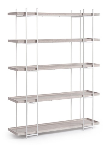 Bibliotecă Laurel cu 4 rafturi din oțel și MDF 164 cm