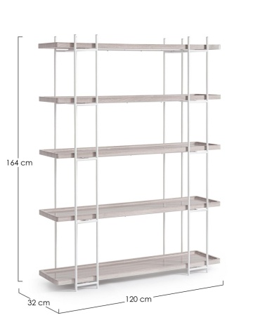 Bibliotecă Laurel cu 4 rafturi din oțel și MDF 164 cm - Img 2