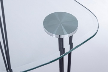 Birou cu blat din sticlă securizată și picioare din oțel vopsit electrostatic, negru, 120x60 cm - Img 7