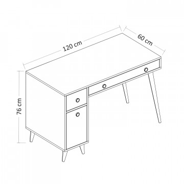 Birou cu dulapior din pal melaminat Inarch alb 120 cm - Img 5