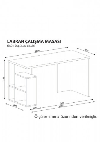 Birou cu rafturi din pal melaminat Labran gri si alb 120 cm - Img 3