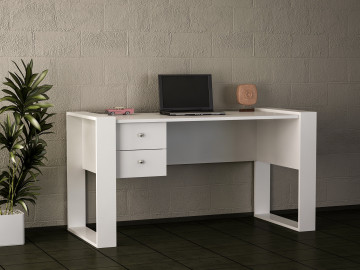 Birou cu sertare din pal melaminat Lord alb 158,4 cm - Img 2