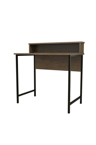 Birou din pal melaminat Uso nuc si negru 90 cm - Img 3