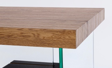Birou Line, cu 2 rafturi, din MDF și sticlă securizată, negru, 120x50x76 cm - Img 7