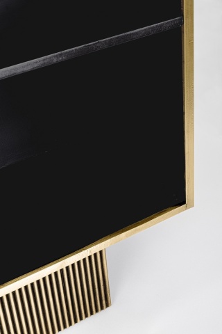 Cabinet bar, 160 cm, din MDF cu blat din lemn de mango și placaj din alamă antichizată, 160x40x100 cm - Img 7