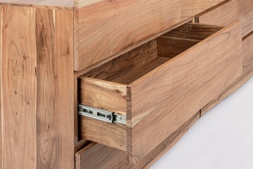 Comodă Aron cu 6 sertare, lucrată manual din lemn de acacia, efect lemn natural, 142x45x83 cm - Img 9