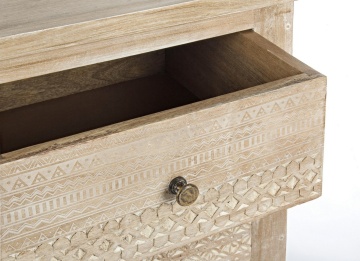 Comodă cu 5 sertare Mayra, din lemn de mango sculptat manual, 93x40x90 cm - Img 4