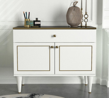Comoda din pal melaminat Ravenna alba 90 cm - Img 3
