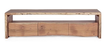 Comodă joasă Eneas, cu 3 uși, din lemn de acacia, finisaj vopsit, 160x45x46 cm - Img 3