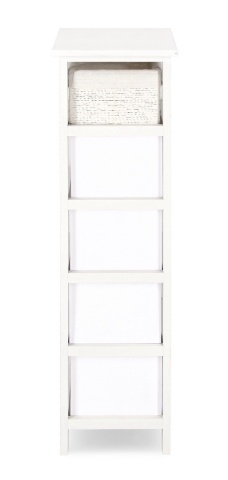 Comodă Leonie cu 5 sertare, din lemn, albă, 26x32x98 cm - Img 3