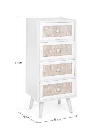 Comodă Montiel cu 4 sertare, din MDF și material textil, 38x30.5x91 cm - Img 2