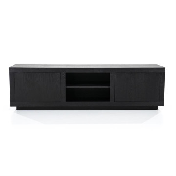 Comoda TV din lemn de stejar Helsinki 160cm neagra
