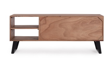 Comodă TV ISAR, 145 cm, cu 2 uși încrustate manual, din lemn de salcâm și metal, 145x40x60 cm - Img 3