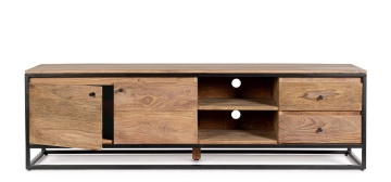 Comodă TV NARTAN, 2 uși, 2 sertare, lemn sheesham și oțel, 175 x 45 x 50 cm - Img 7