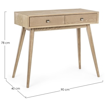 Consolă Alannis, cu 2 sertare, din lemn de brad și MDF, 90x40x78 cm - Img 2