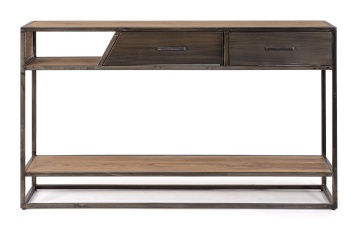 Consolă Janak, cu 2 sertare, din lemn de acacia și metal, 135x35x80 cm - Img 3