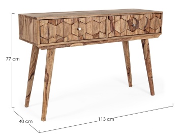 Consolă Kant cu 2 sertare, din lemn de sheesham, finisaj natural, 113x40x77 cm - Img 2